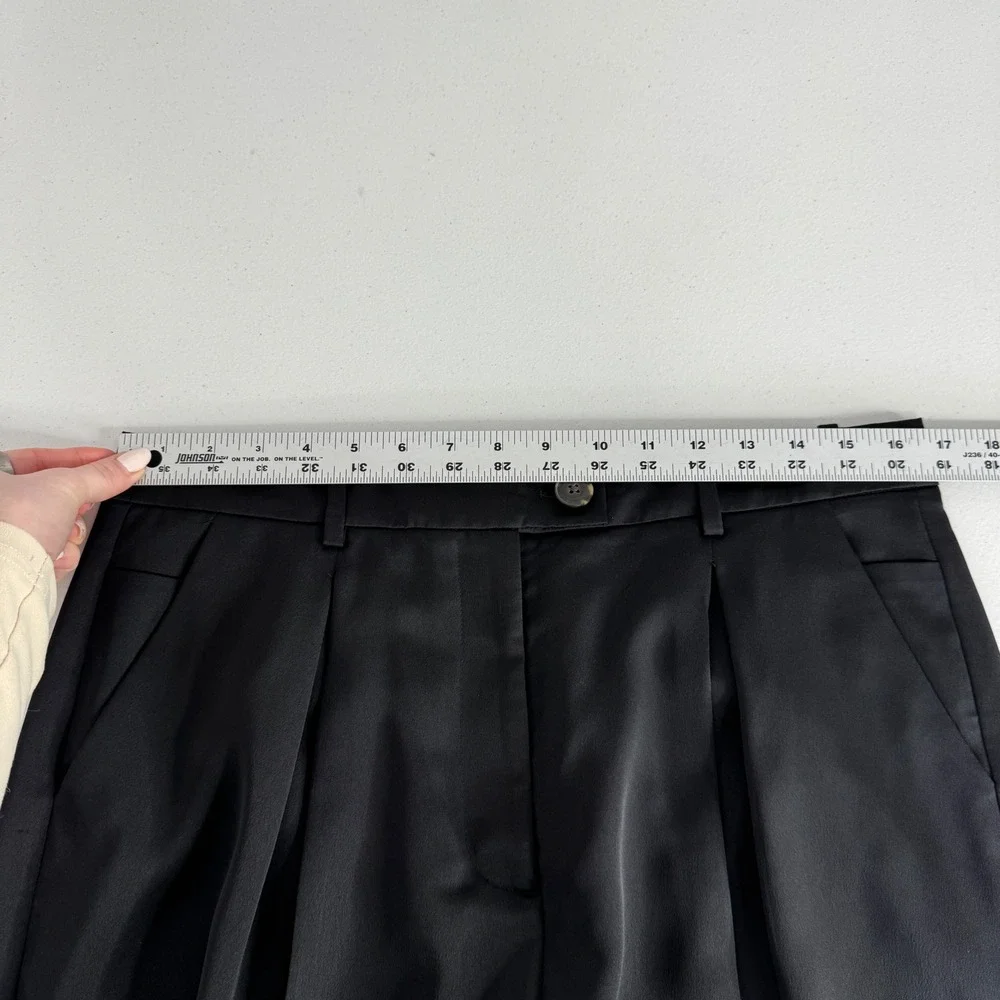 J.Crew Collection High Rise Wide‎ Leg Satin Crepe Pants Womens 12 Black Trousers